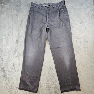 Haggar Clothing Khaki Pants Men's 34 Gray Classic Fit No Iron Workwear Office‎